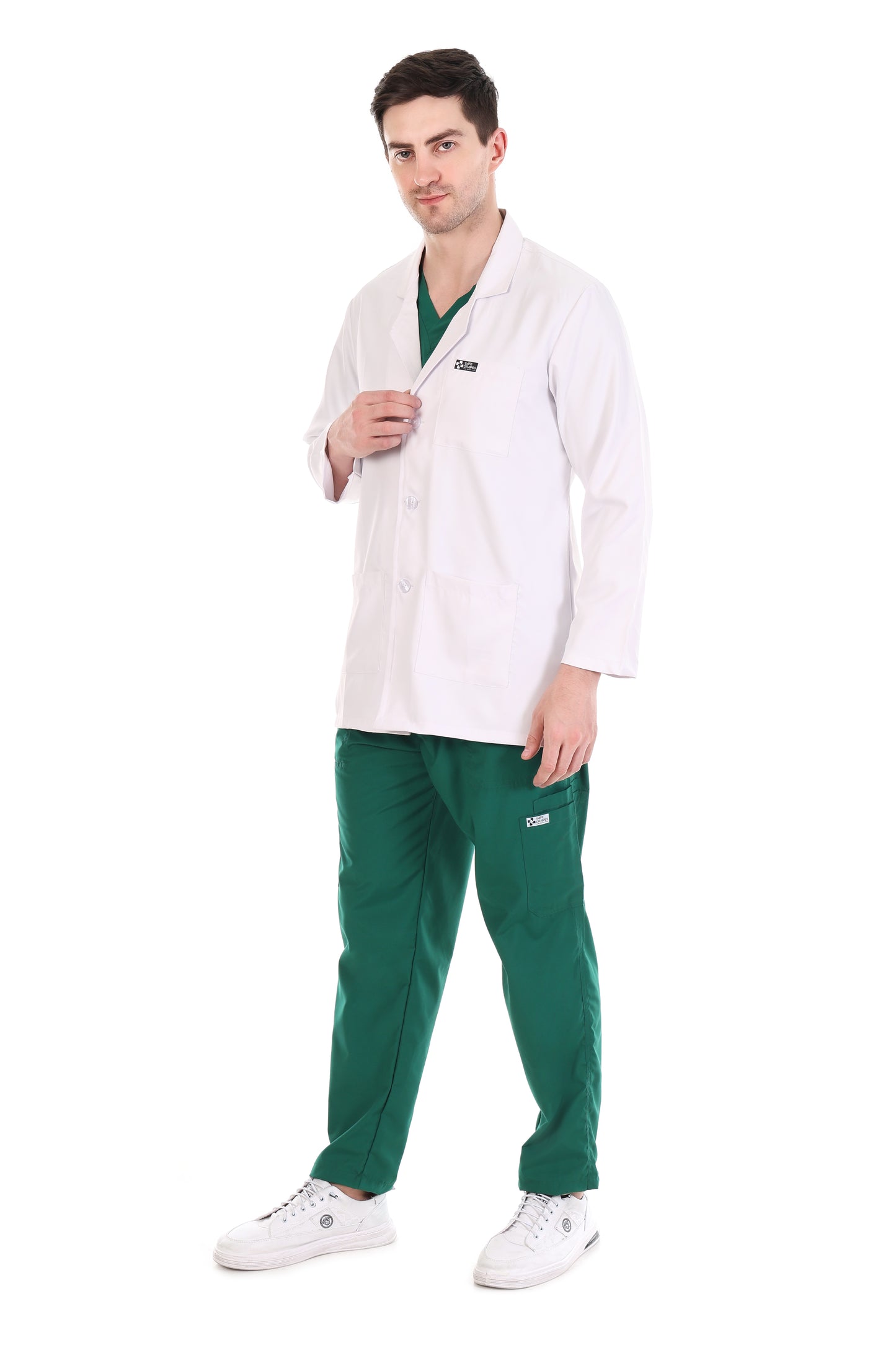 Safe Drapes Men's Professional Mid-Length Medical Lab Coat