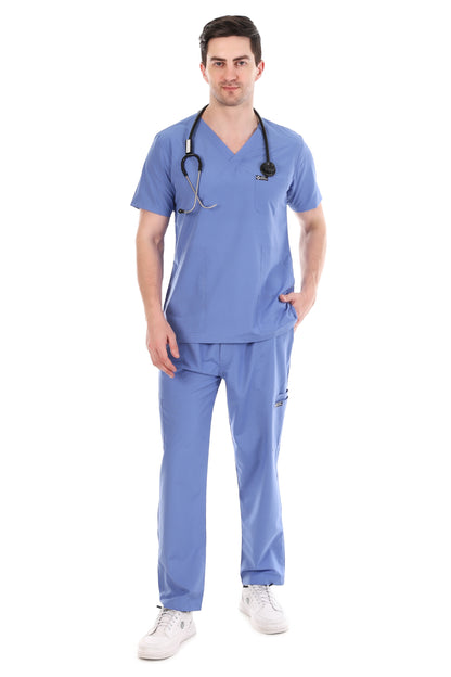 Safe Drapes Men's Professional V-Neck Medical Scrub Set