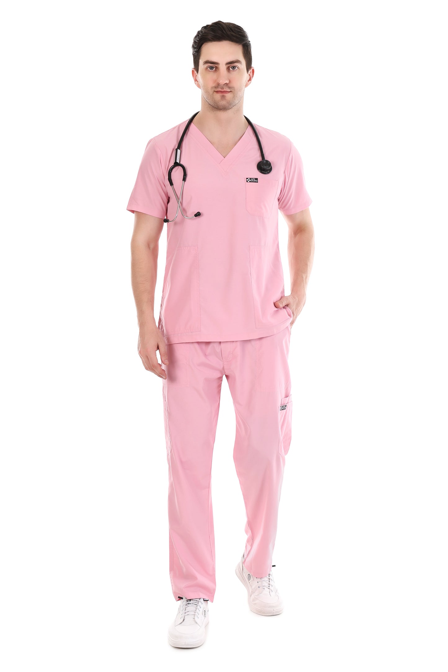 Safe Drapes Men's Professional V-Neck Medical Scrub Set