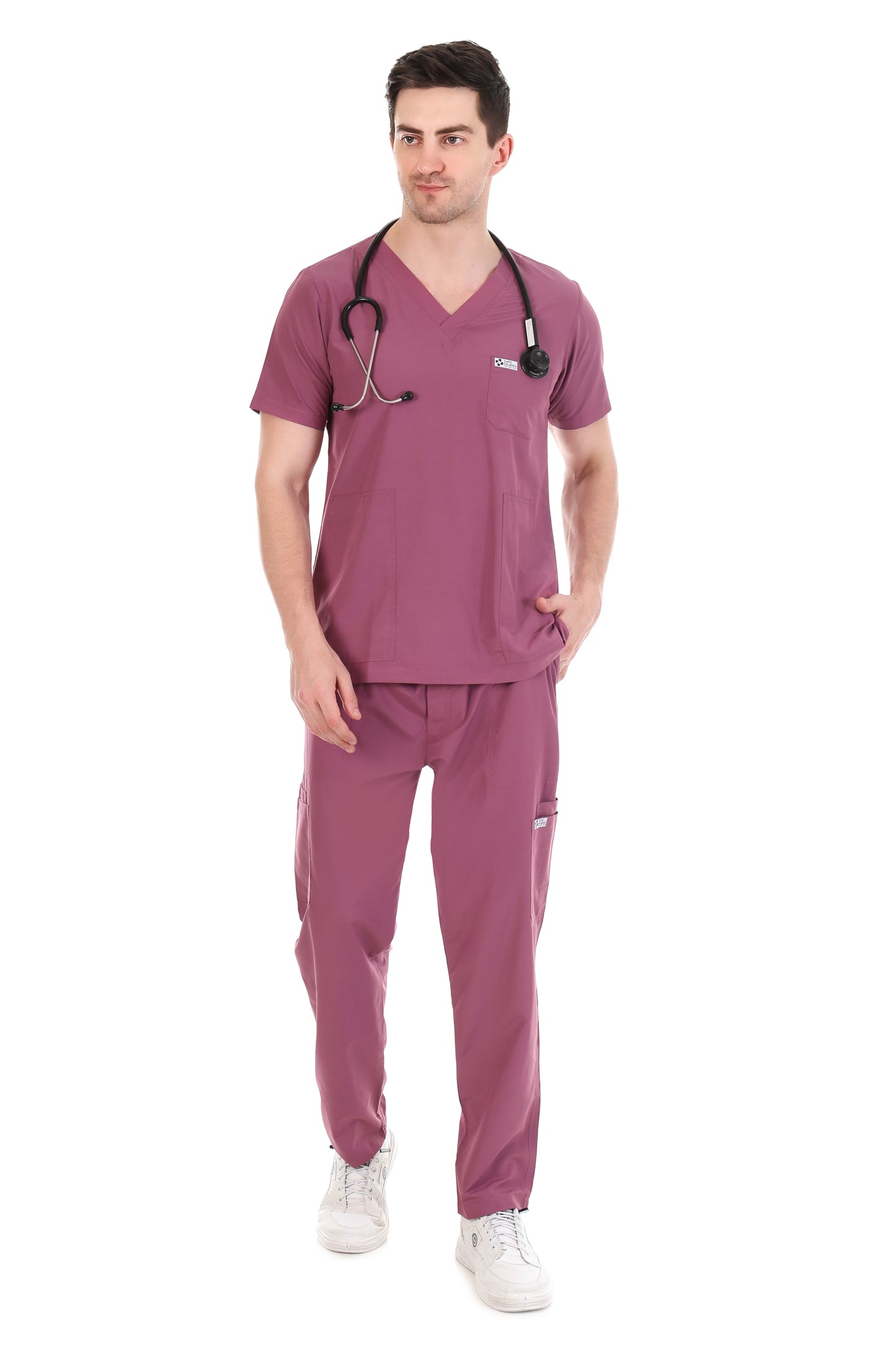 Safe Drapes Men's Professional V-Neck Medical Scrub Set