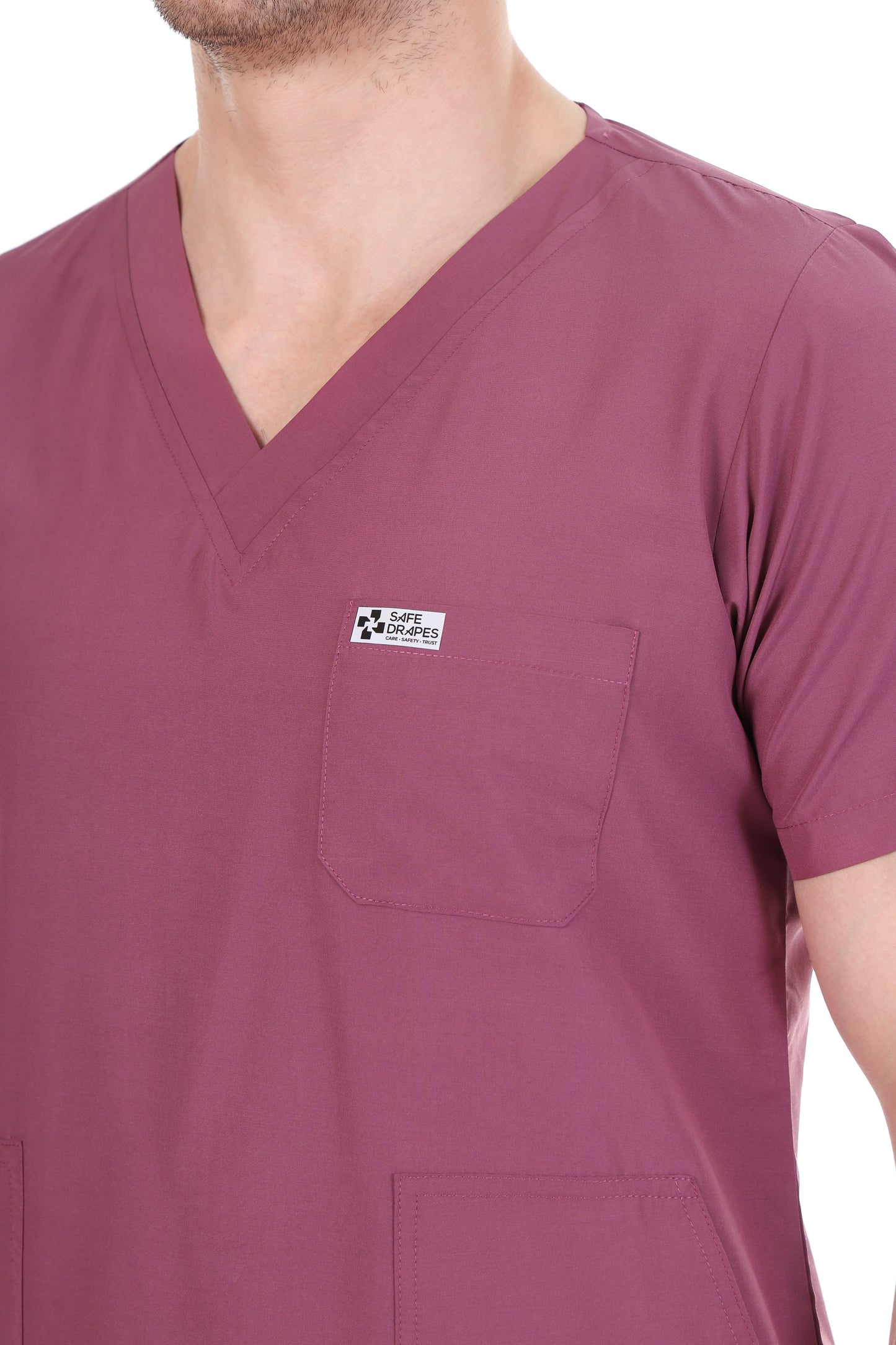 Safe Drapes Men's Professional V-Neck Medical Scrub Set