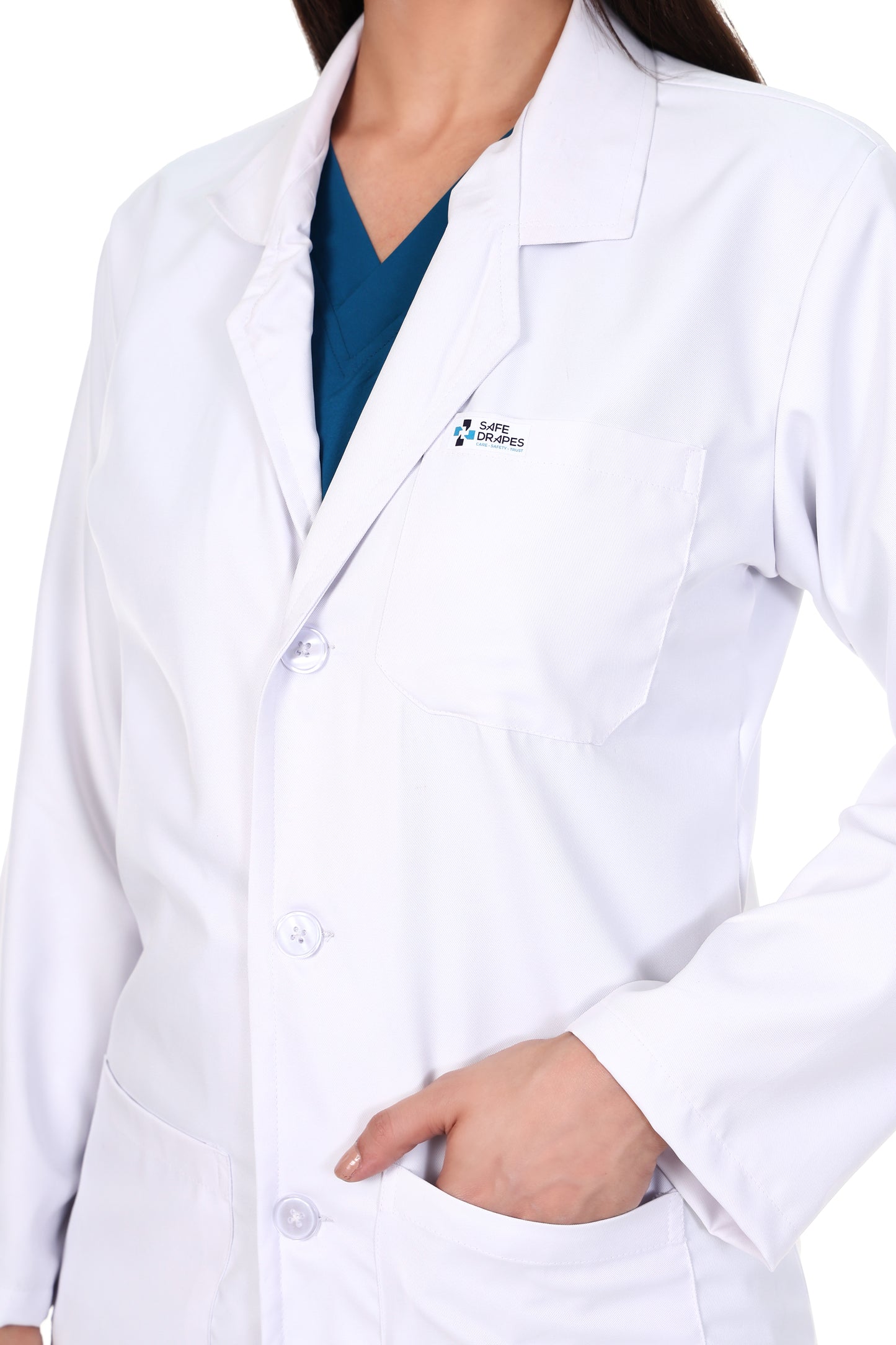Safe Drapes Women's Professional Long Length Medical Lab Coat