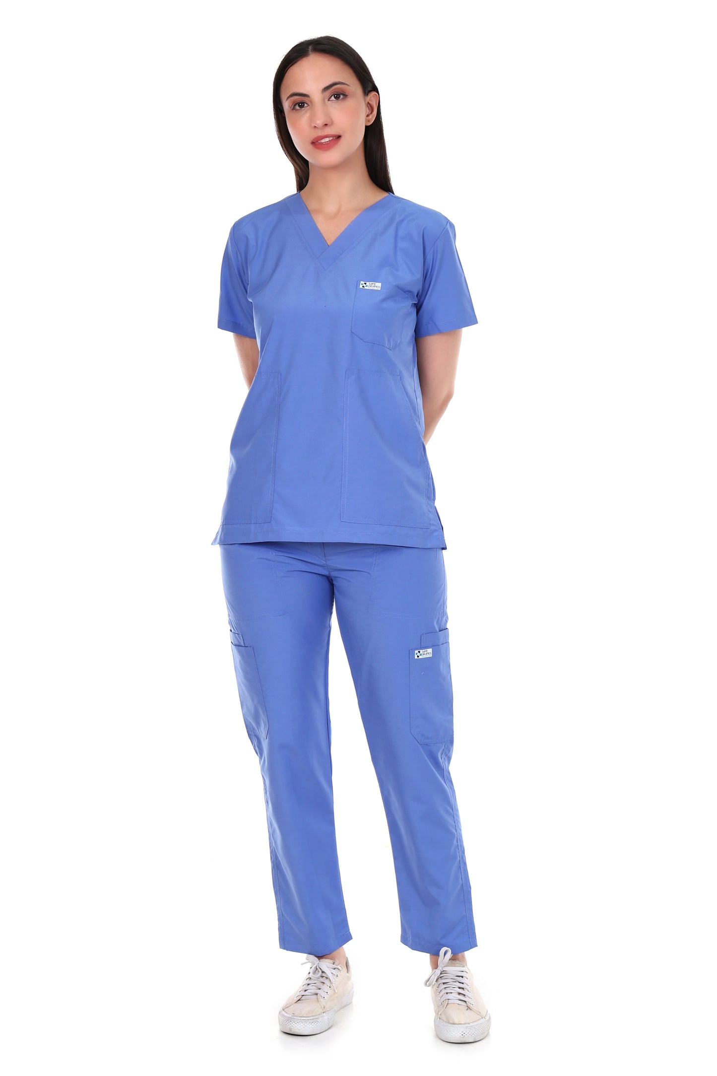 Safe Drapes Women's Professional V-Neck Medical Scrub Set