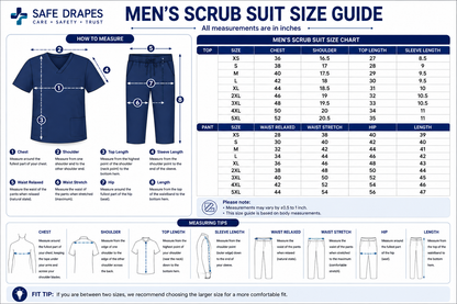 Safe Drapes Men's Professional V-Neck Medical Scrub Set