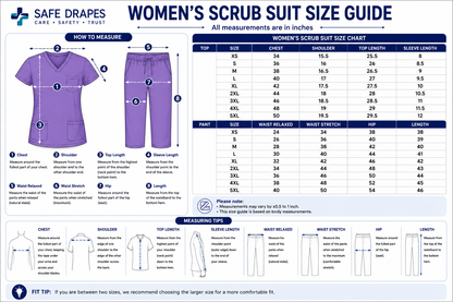 Safe Drapes Women's Professional V-Neck Medical Scrub Set